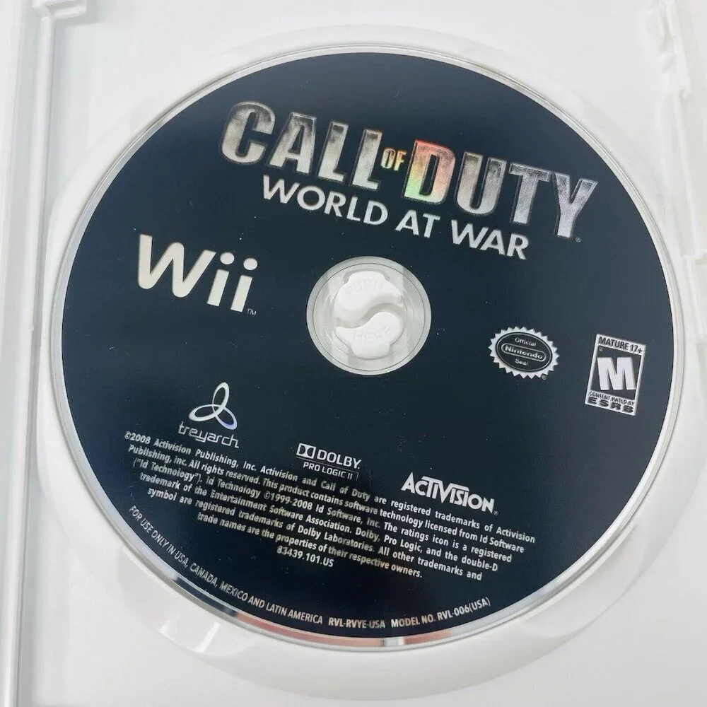 Nintendo Wii Call of Duty World At‎ War Video Game 2008 Activision Mature 17+